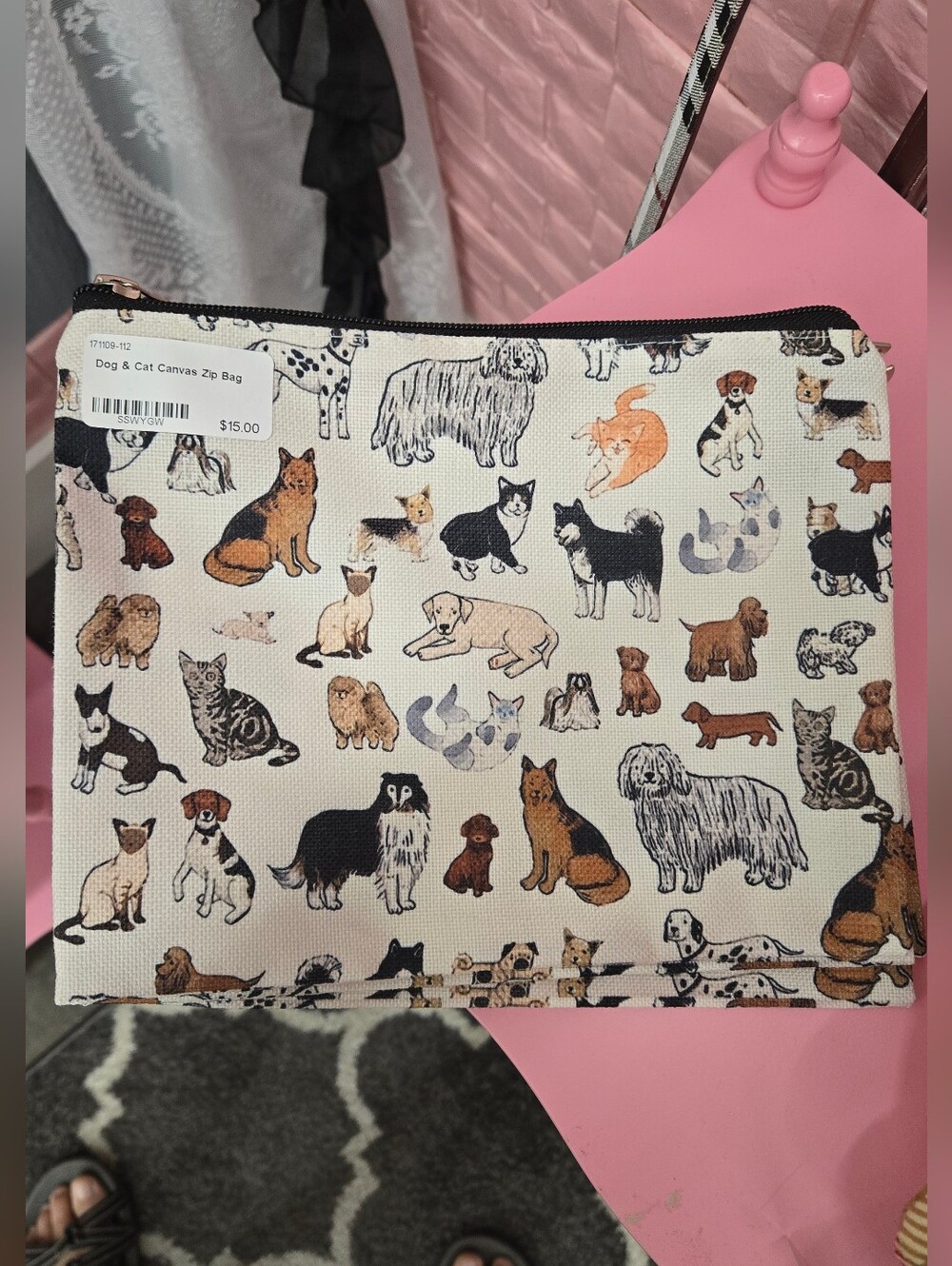 Dog & Cat Canvas Zip Bag